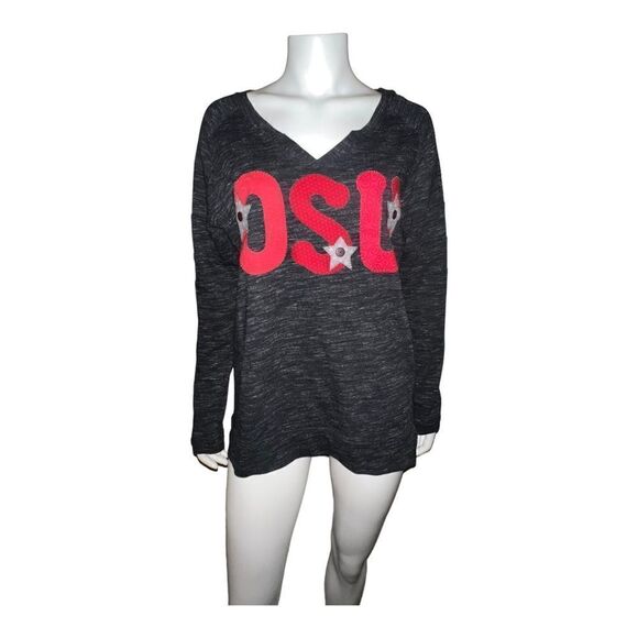 Bobbie Brooks Womens Ohio State Sweatshirt Oversized OSU Gray Red Medium EUC - Picture 1 of 6